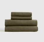 Quince European Linen Sheet Set Full Size Dusty Olive 4 Piece With Flat. Fixed Price $129.98.