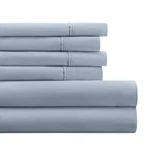 Twin, Light Blue Solid Microfiber 6 Piece Bed Sheet Set, By Noble Linens. Fixed Price $23.99.