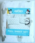Disney Mickey Mouse And Friends Full Sheet Set 100% Cotton Neutral White/gray. Fixed Price $24.99.