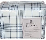 Oakridge 4-PIECE Set King Flannel Sheets Navy Black Plaid 100% Cotton. Fixed Price $72.00.