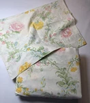 1970S Sears Queen Flat Sheet & Pillowcase Perma-prest Muslin Flowers Pastel Vtg. Fixed Price $17.87.