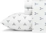 Bauer - Twin Sheets, Cotton Percale Xl, Eddies Oar White/navy. Fixed Price $55.71.