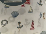 Envogue Nautical Beach Coastal Shells Lighthouse Sheet Set Queen 4-PC Nwt. Fixed Price $46.99.