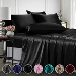 4 Pcs Smooth Satin Silk Sheet Set Deep Pocket Bed Wrinkle Fade Resistant. Fixed Price $31.34.