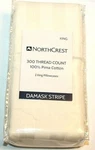 Northcrest 2 King Pillowcases 300 Tc Cream Damask Stripe 100% Pima Cotton. Fixed Price $39.98.
