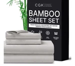 O/p Cgk Queen Bed Sheets: 60% Polyester, 40% Bamboo Derived Rayon, Grey. Fixed Price $34.99.