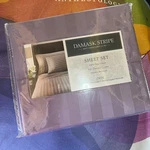 Charter Club 500 Thread Count Damask Stripe Twin Sheet Set Purple New!. Fixed Price $93.10.