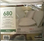 Kirkland Signature 680 Thread Count 6-PIECE Sheet Set, Full, White. Fixed Price $49.00.