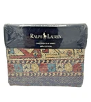 Vintage New Ralph Lauren Zuma Point Multi One Twin Flat Sheet Nos. Fixed Price $119.00.