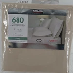 Kirkland Signature King 680TC 100% Cotton Sheet Set Beige 6PC Gripon. Fixed Price $74.99.