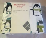 Everyday Living Microfiber Sheet Set King Size Penguin Ice Skating Holiday New. Fixed Price $39.90.