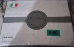 Portofino King Sheet Set Italian 300 Thread 100% Cotton Made Italy White New. Fixed Price $115.00.