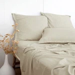 Pandatex Beige Linen-textured Bed Sheets Set, Bamboo Rayon, Cotton, Ble.... Fixed Price $81.54.