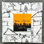Skull & Bones 4PC Queen Sheet Set Skeletons Doing Yoga Poses Black White. Fixed Price $44.99.