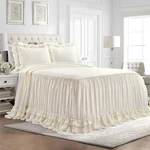 Ella Ruffle Lace Bedspread 3 Piece Set King Ivory Cute Bedding. Fixed Price $174.40.