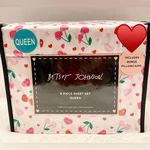 Betsey Johnson Sweet Tart Heart Cherries Microfiber Valentines Queen Sheet Set. Fixed Price $55.00.