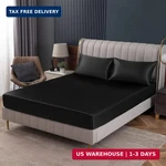 Homiest Black Satin Fitted Sheet Queen Size, Deep Pocket, Luxury & Ultra Soft Be. Fixed Price $22.38.