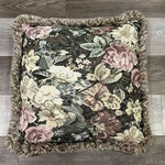 Vtg Tapestry Pillow Floral 18 Square Heavyweight Pristine Condition. Fixed Price $25.00.
