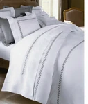 $335 New Yves Delorme White Queen Flat Sheet Grey Laurel Leaf Embroidery Palace. Fixed Price $199.00.
