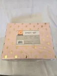 #= Intelligent Design Queen Sheet Set ID20-1476 Pink & Gold Microfiber Washable. Fixed Price $38.69.
