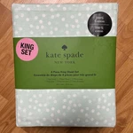 Kate Spade 4 Piece King Sheet Set Holiday Scatter Powder Blue 100% Cotton. Fixed Price $74.99.