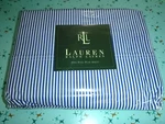 Nip Ralph Lauren Double Full Flat Sheet University Stripe Navy Blue 100% Cotton. Fixed Price $69.00.