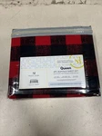 Sweet Home 4-PIECE Buffalo Sheet Set, 1800 Thread Count, Black/red, Size Queen. Fixed Price $25.49.