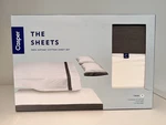 New Sealed Casper Twin 100% Supima Cotton Sheet Set - White With Gray Border. Fixed Price $35.00.