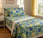 Vintage 70S Cannon Featherlite Flower Power Twin Sheet Set/fabric 4PC Usa. Fixed Price $84.99.