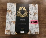 House Of Verdi Tiger Jungle Pattern Queen Sheet 4-PIECE Set Palms Light Green. Fixed Price $54.00.