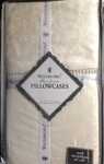 Waterford Bed Linens Pair King Pillowcases Tosca Scroll Ivory 400TC New $100. Fixed Price $39.99.