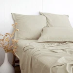 Pandatex Beige Linen-textured Bed Sheets Set, Bamboo Rayon, Cotton, Ble.... Fixed Price $76.13.