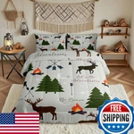 Homewish Adventure Deer Bedding Set Twin Sizecartoon Pine Tree Jungle Animals. Fixed Price $68.03.