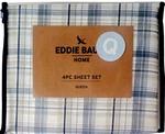 Eddie Bauer Blue, Beige, & White Plaid, Super Soft Queen Sheet Set. Fixed Price $48.00.