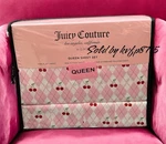 Juicy Couture Queen Sheet Set 6 Pc Pink Argyle & Cherry Pattern Valentine Day. Fixed Price $55.00.