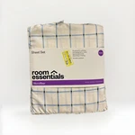 Queen Microfiber Sheet Set Blue Grid - Room Essentials Size New. Fixed Price $7.00.