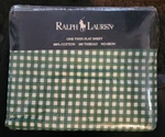 Nos Vintage Polo Ralph Lauren Green/white Gingham Flat Sheet - Twin 1305. Fixed Price $78.00.
