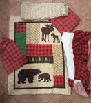 5 Pc Trend Labs Crib Set, Northwoods, Nursery, Quilt, Sheets, Cabin, Lodge, Bear. Fixed Price $35.00.